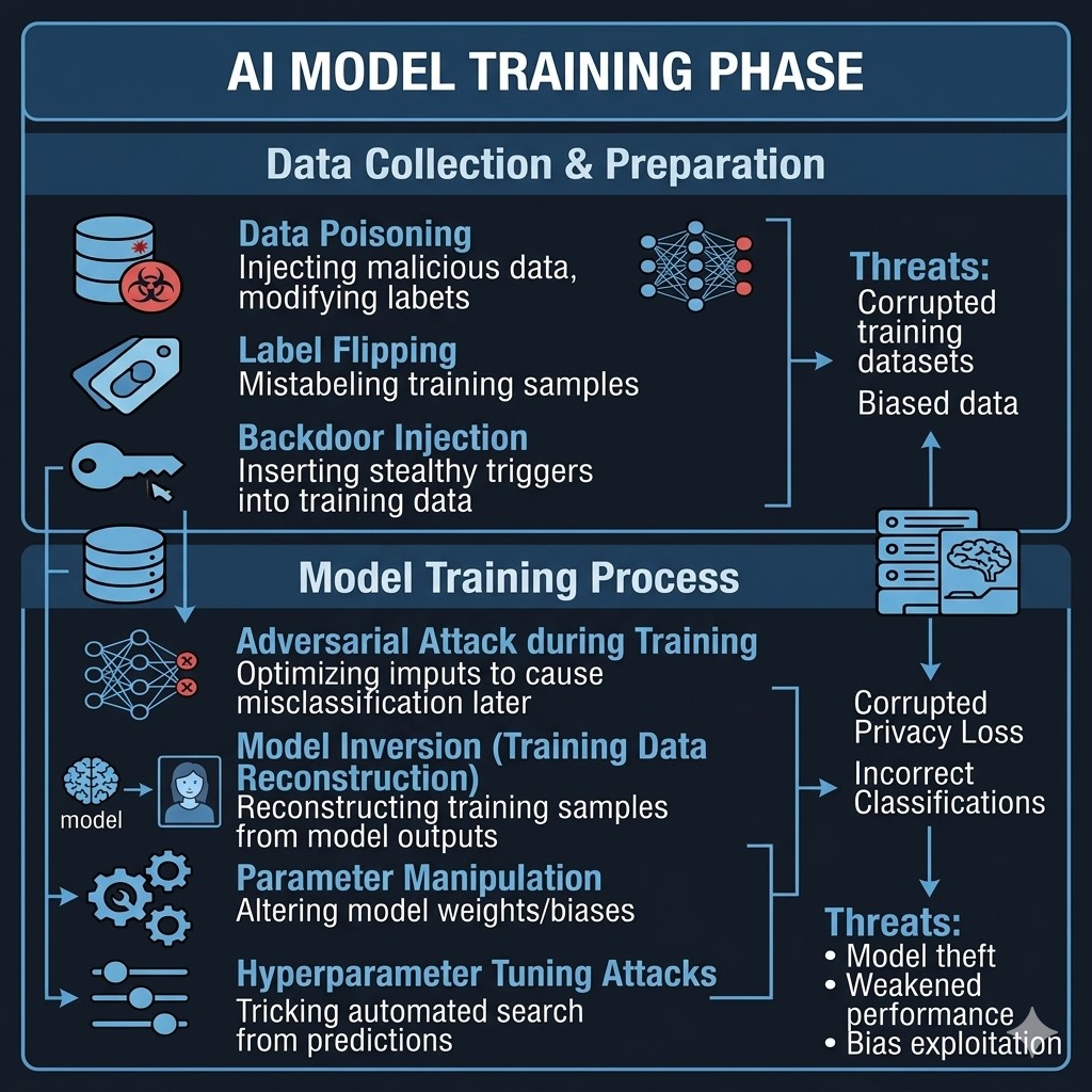 Figure 2: Corruption introduced during data collection or training does not stay isolated. It flows directly into the models that inference servers ultimately serve to production.